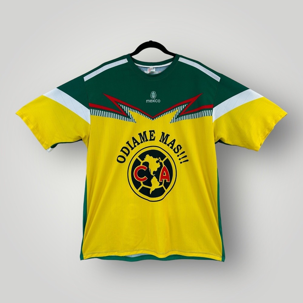 Sport Mexican Soccer Jersey MENS L "Odiame‎ Mas" Yellow Jersey Round Neck